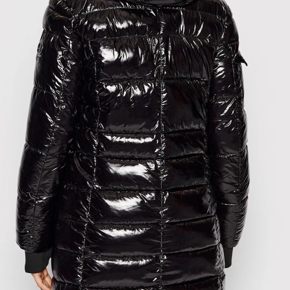 NWT Donna Karan Puffer Coat with Faux Fur detachable Hood Large - Picture 3 of 7